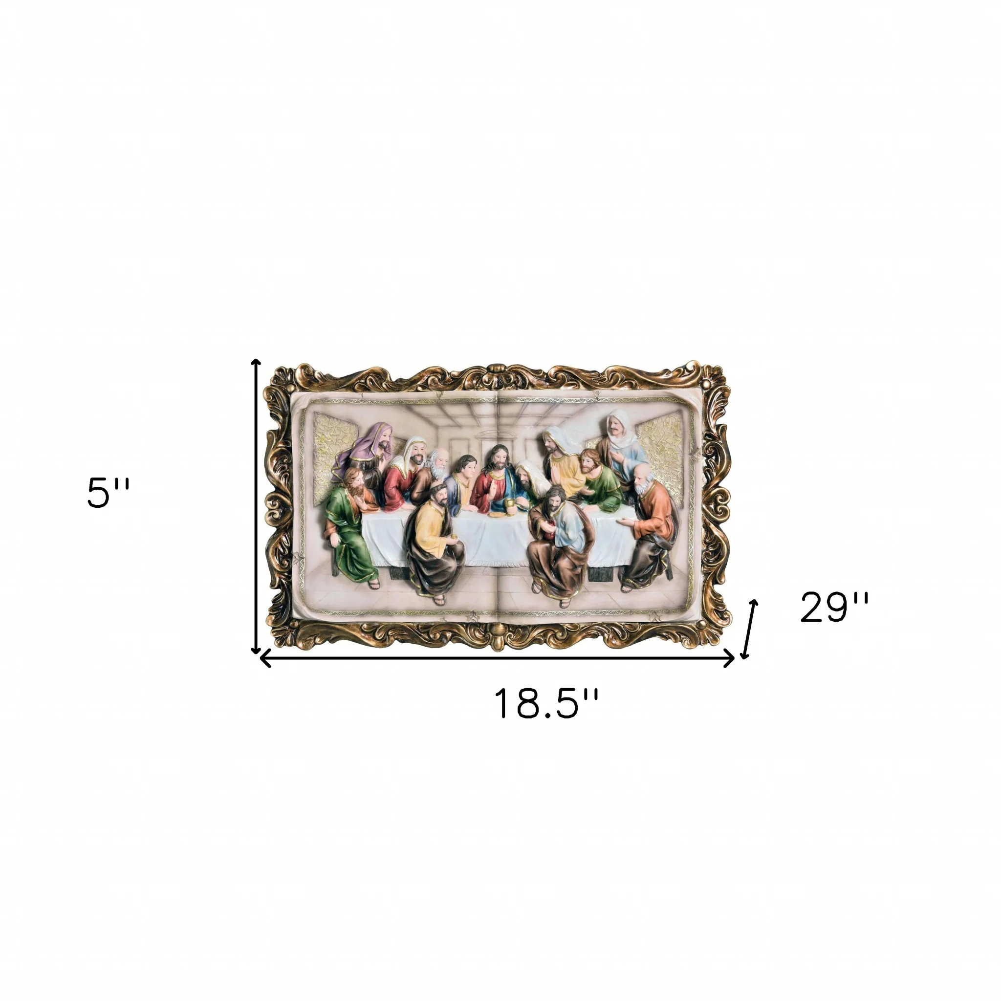 29" Rustic Gold Polyresin Last Supper Decorative Plaque Sculpture By Homeroots - Image 5