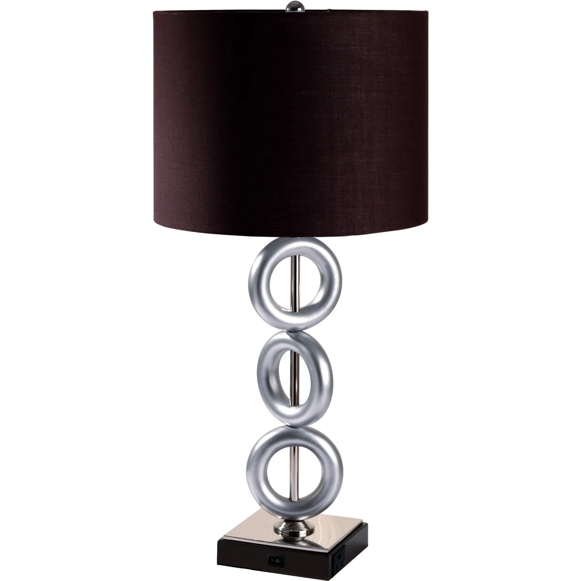 29" Silver Ceramic Geometric Table Lamp With Brown Classic Drum Shade By Homeroots - Image 2