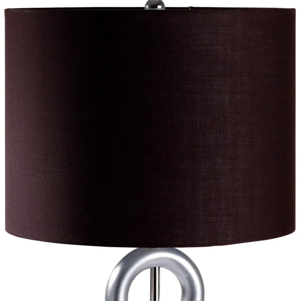 29" Silver Ceramic Geometric Table Lamp With Brown Classic Drum Shade By Homeroots - Image 4