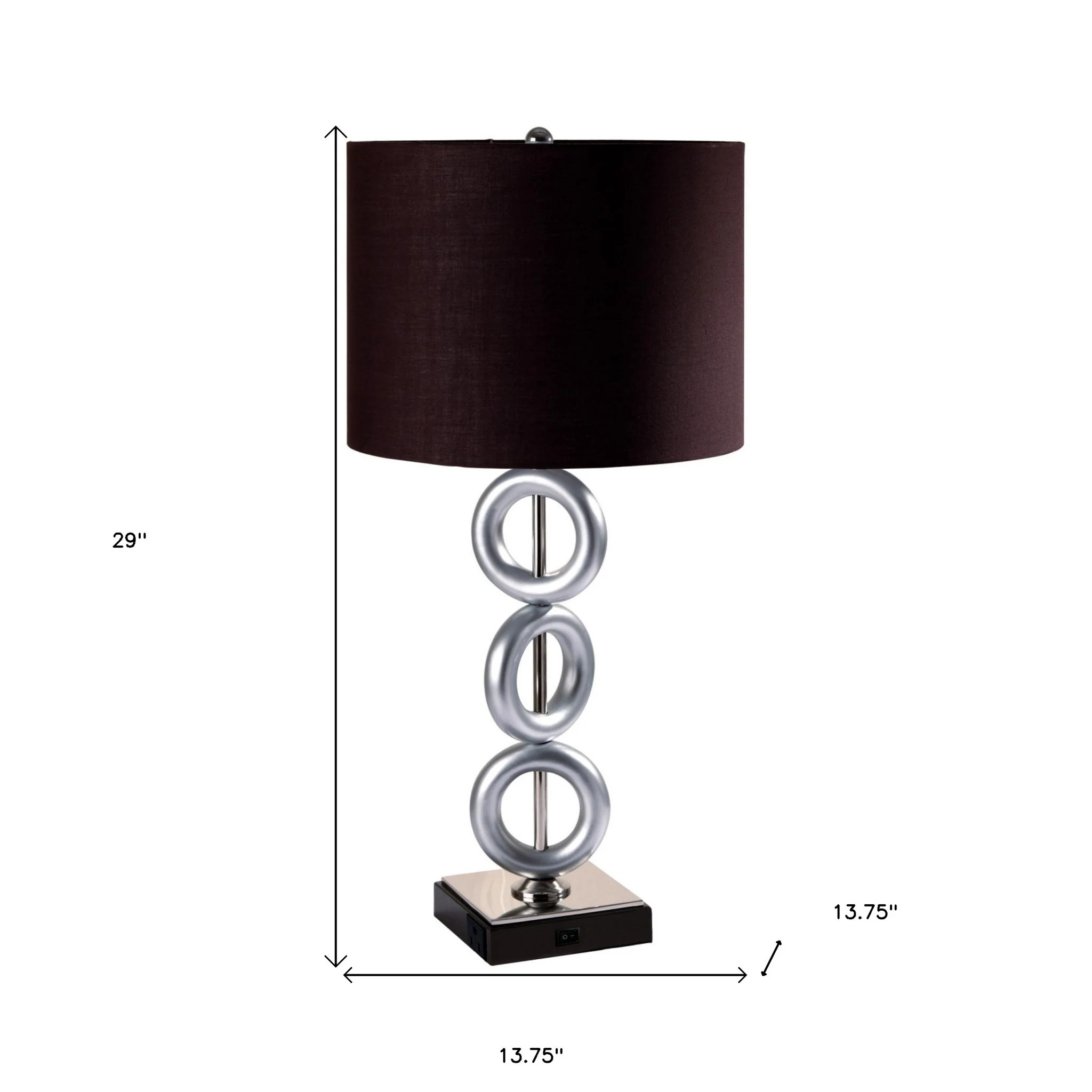 29" Silver Ceramic Geometric Table Lamp With Brown Classic Drum Shade By Homeroots - Image 6