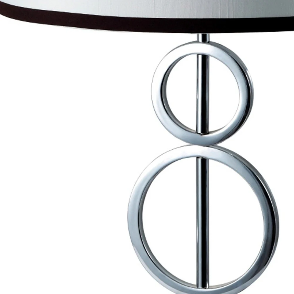 29" Silver Metal Bedside Geo Table Lamp With White and Black Trim Classic Drum Shade By Homeroots - Image 4