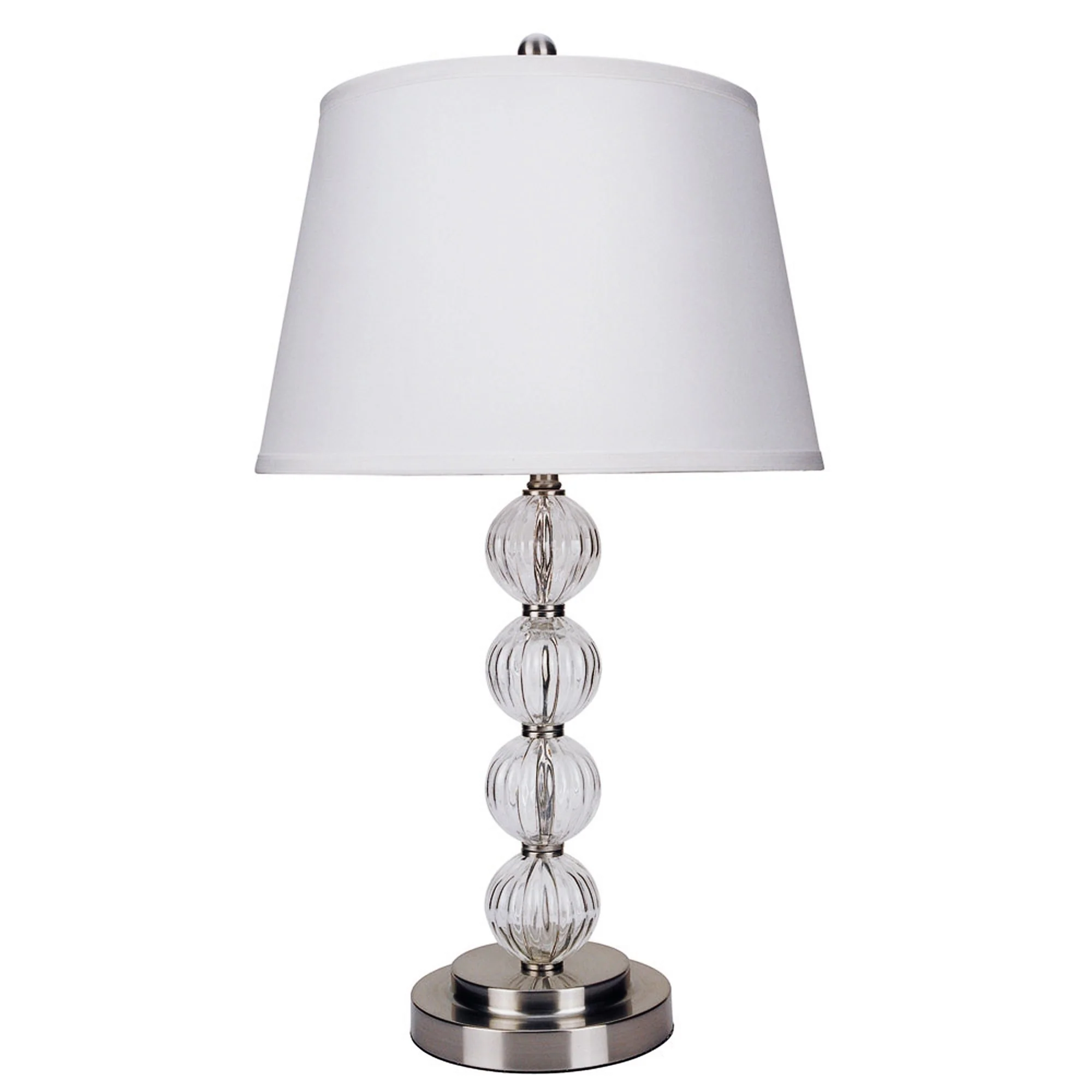 29" Silver Metal Table Lamp With White Classic Empire Shade By Homeroots - Image 2