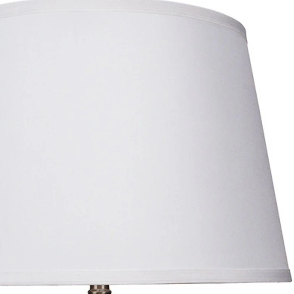 29" Silver Metal Table Lamp With White Classic Empire Shade By Homeroots - Image 4