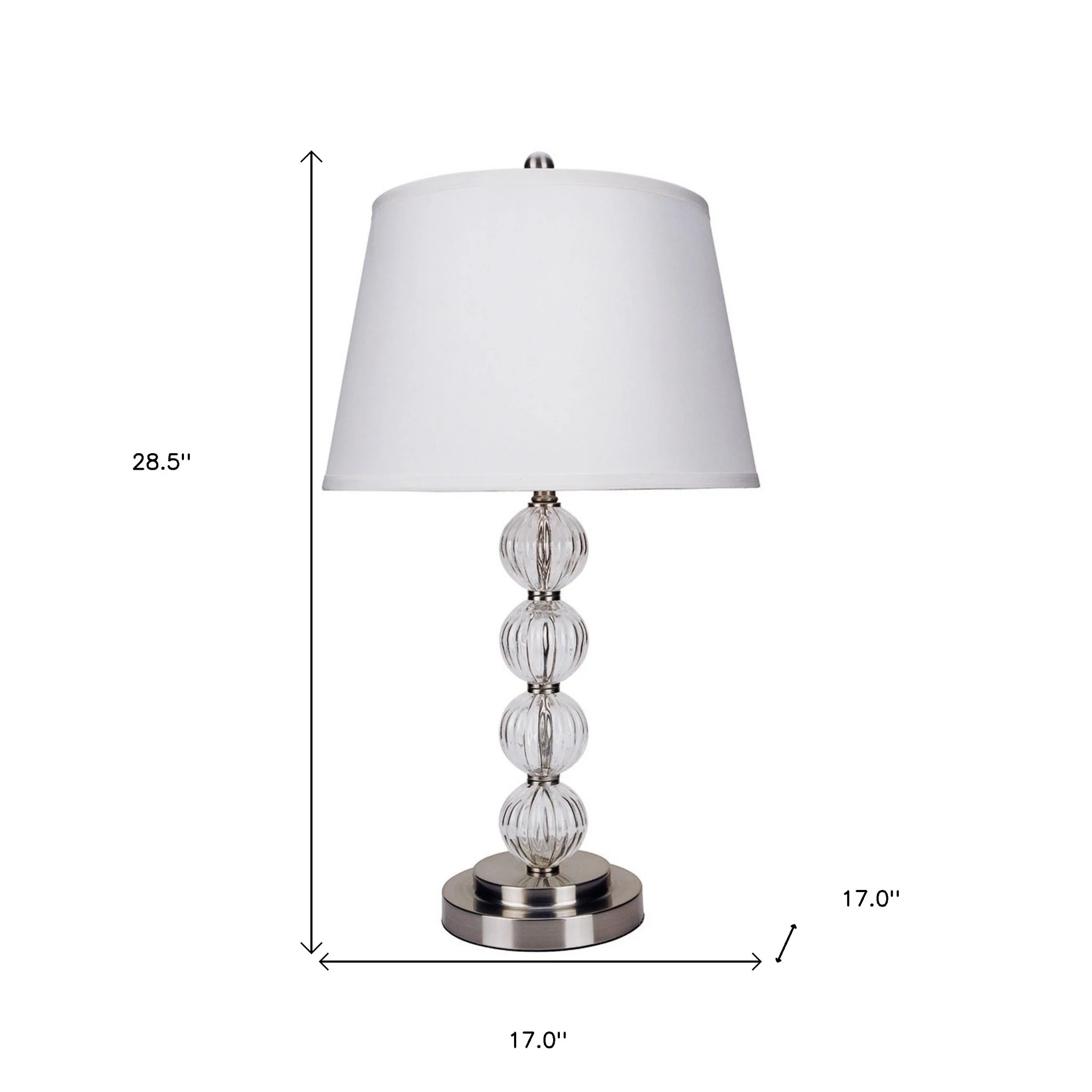 29" Silver Metal Table Lamp With White Classic Empire Shade By Homeroots - Image 6