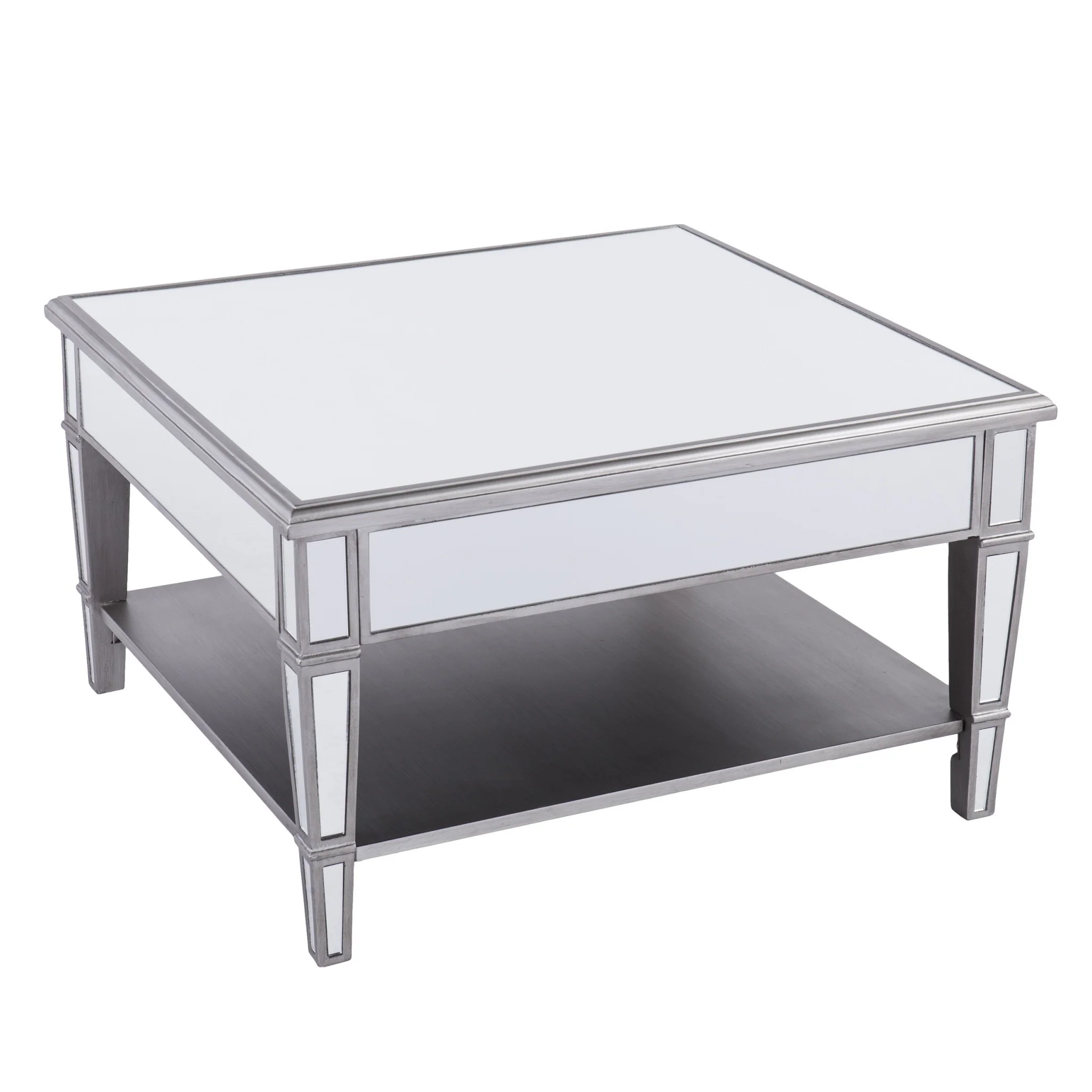 29" Silver Mirrored Glass Square Coffee Table By Homeroots - Image 3