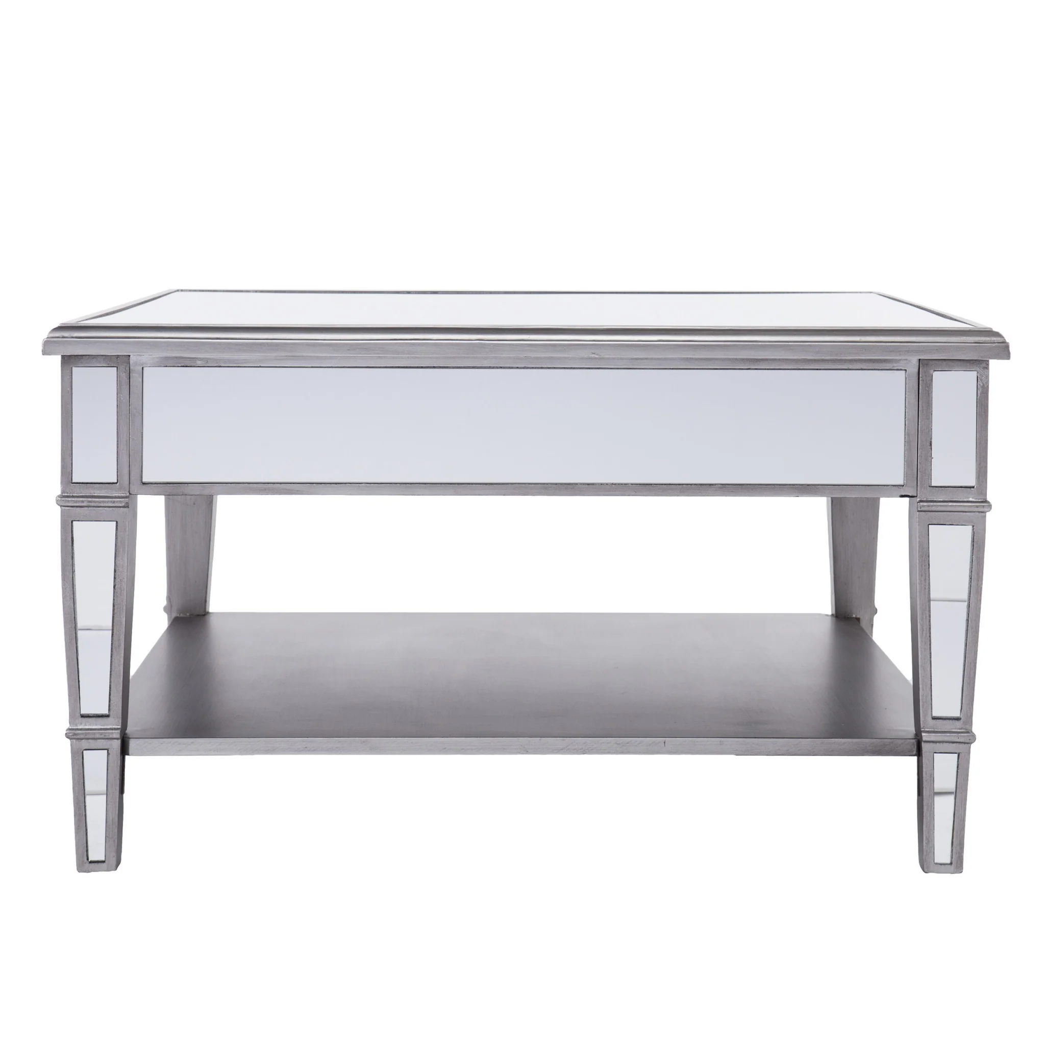 29" Silver Mirrored Glass Square Coffee Table By Homeroots - Image 4