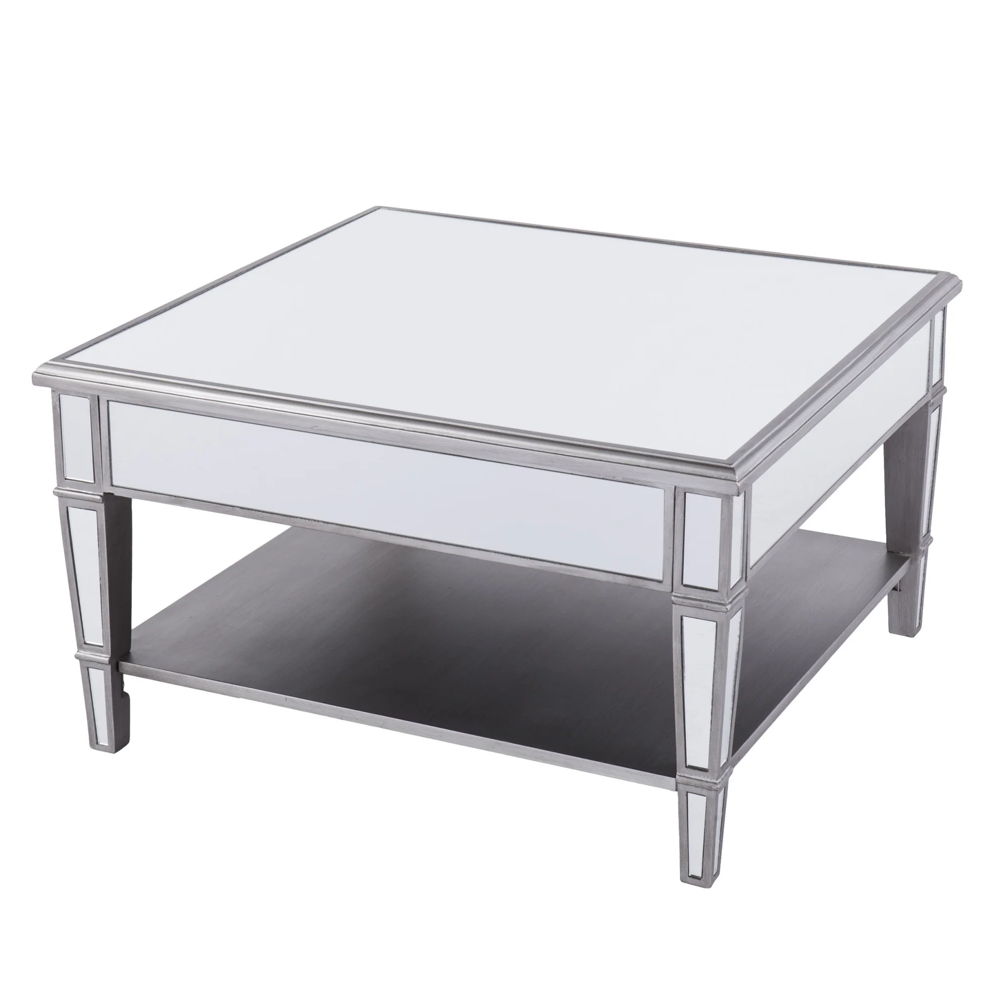 29" Silver Mirrored Glass Square Coffee Table By Homeroots - Image 5