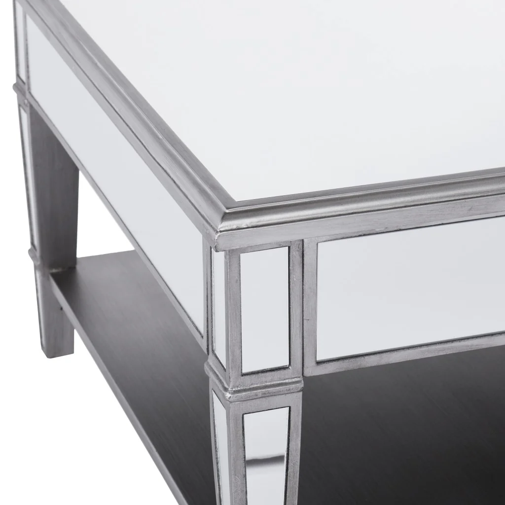 29" Silver Mirrored Glass Square Coffee Table By Homeroots - Image 7