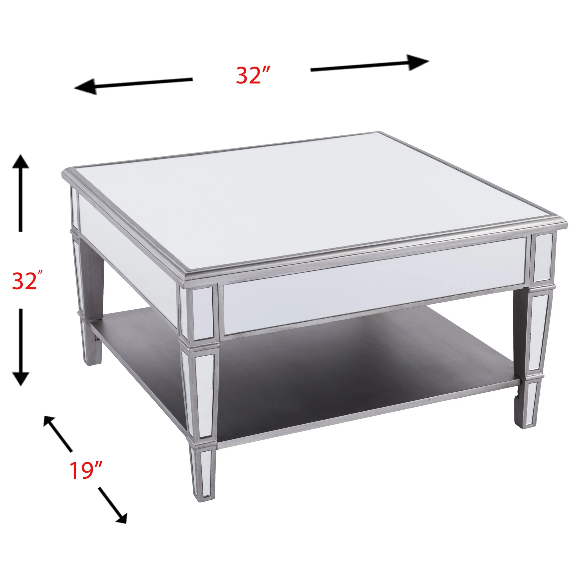 29" Silver Mirrored Glass Square Coffee Table By Homeroots - Image 8