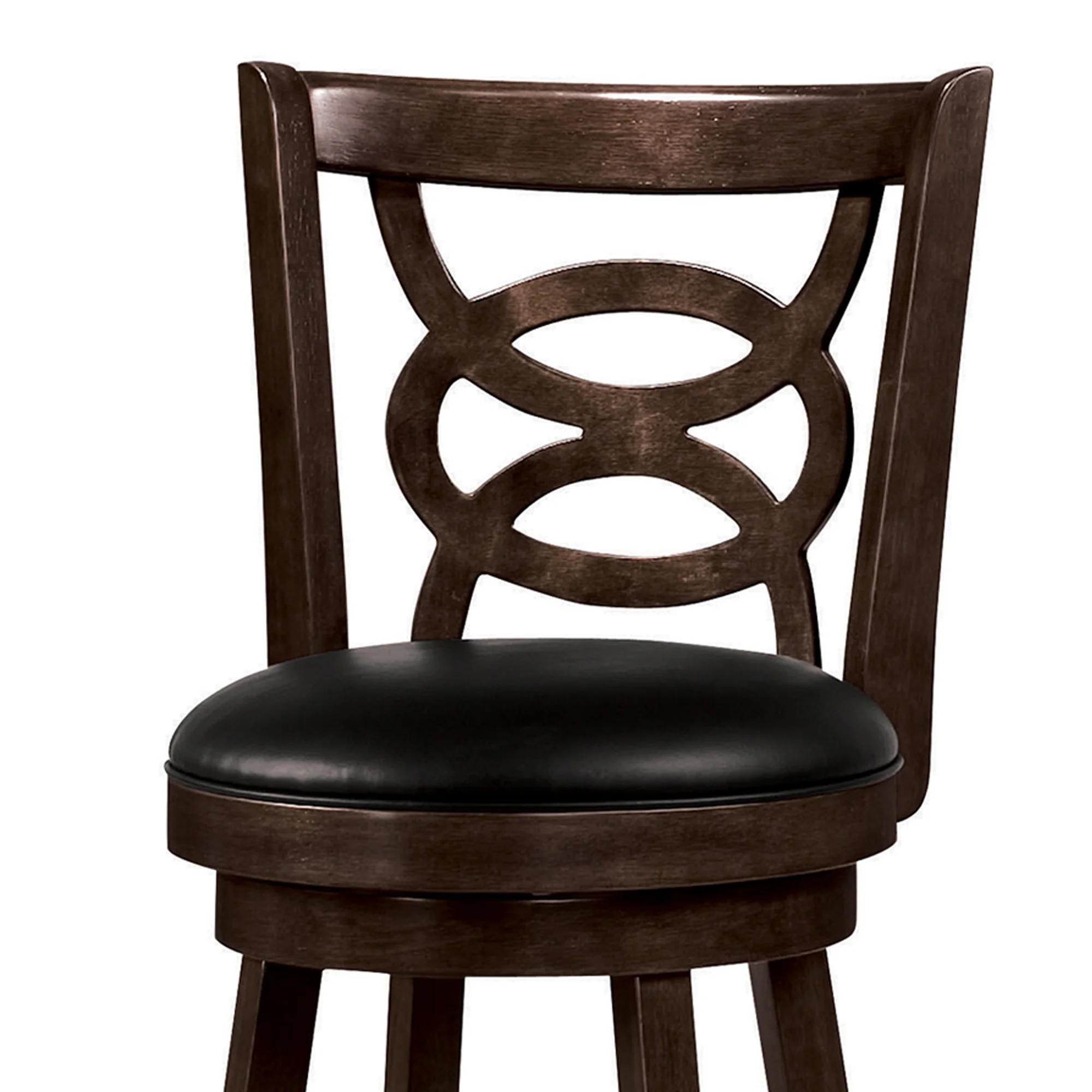 29" Swivel Bar Stool With Upholstered Seat, Black And Brown ,Set Of 2 By Benzara - Image 3