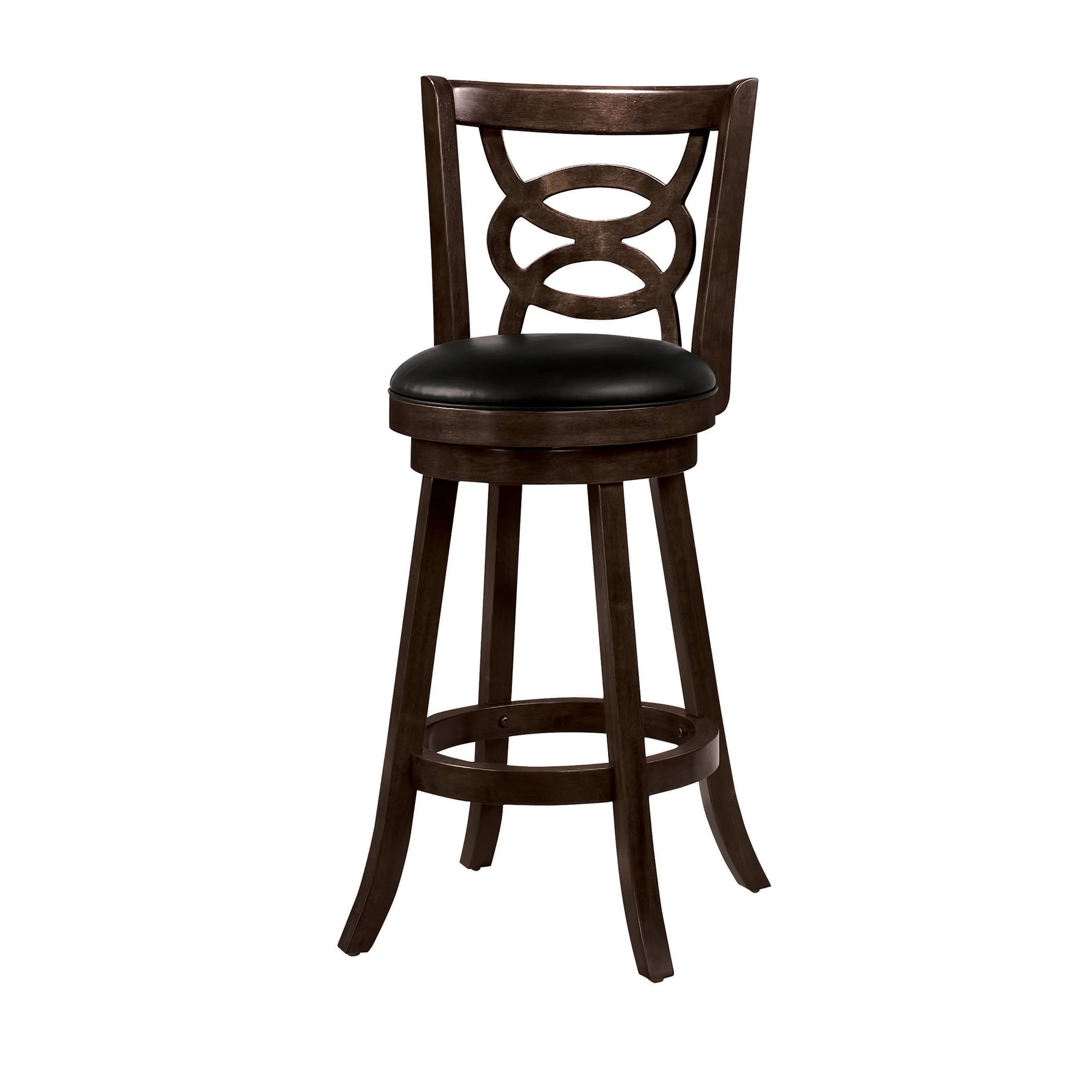 29" Swivel Bar Stool With Upholstered Seat, Black And Brown ,Set Of 2 By Benzara - Image 5