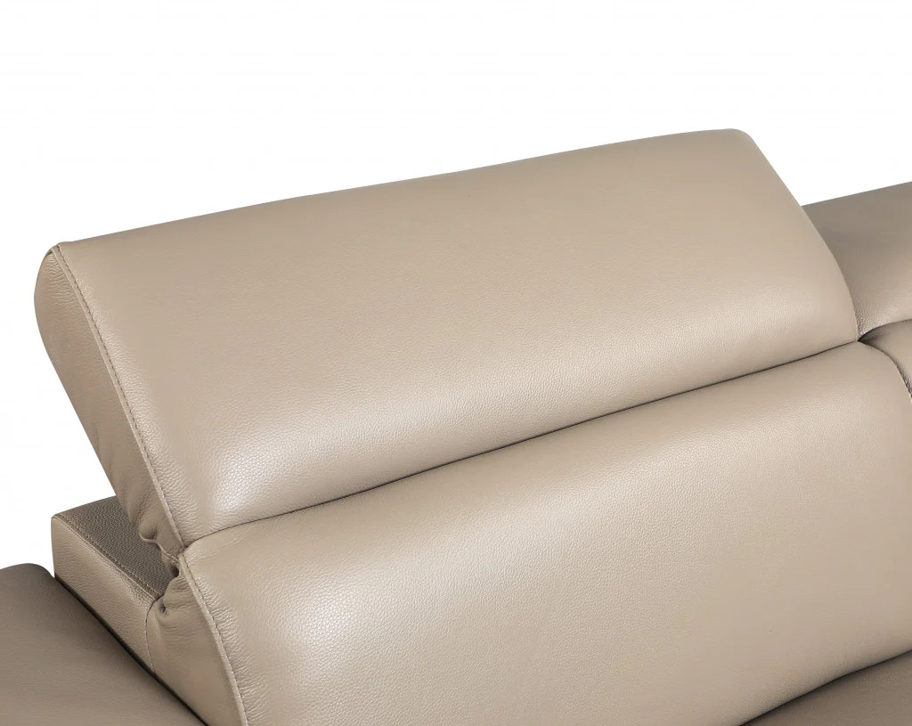 29" to 38" Modern Beige Leather Sofa By Homeroots - Image 6