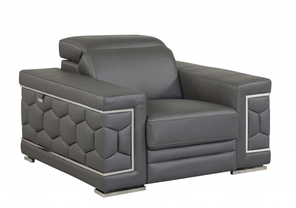 29" to 38" Sturdy Dark Gray Chair By Homeroots - Image 2