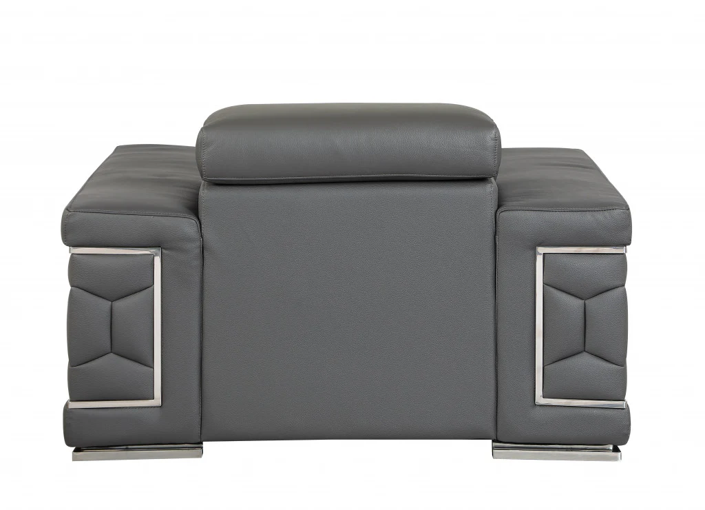 29" to 38" Sturdy Dark Gray Chair By Homeroots - Image 3