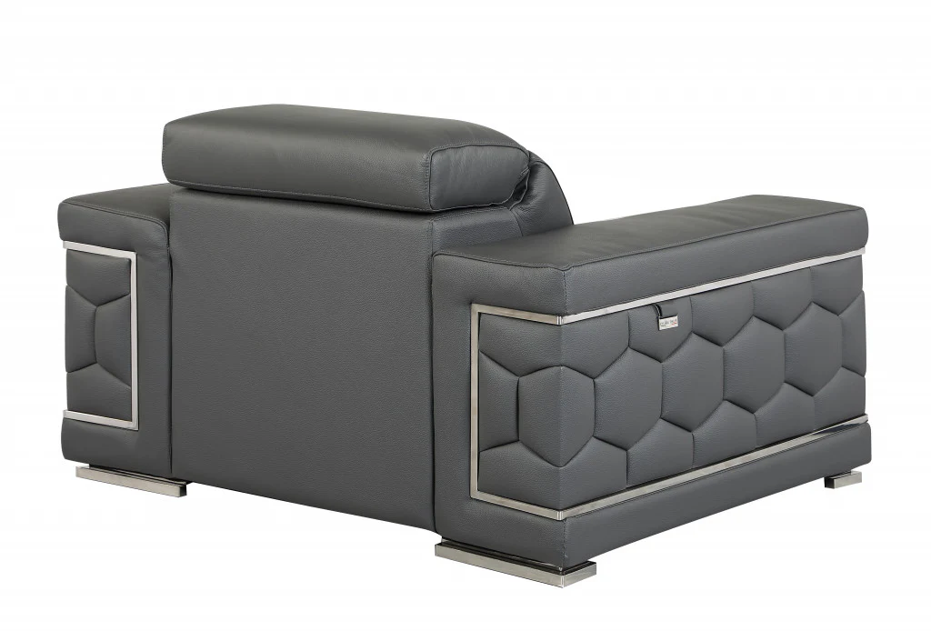 29" to 38" Sturdy Dark Gray Chair By Homeroots - Image 4