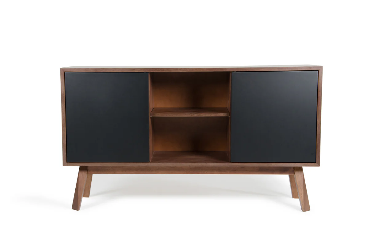 29' Walnut And Black Veneer Mdf And Wood Buffet By Homeroots - Image 2