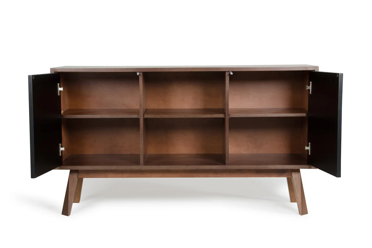 29' Walnut And Black Veneer Mdf And Wood Buffet By Homeroots - Image 3