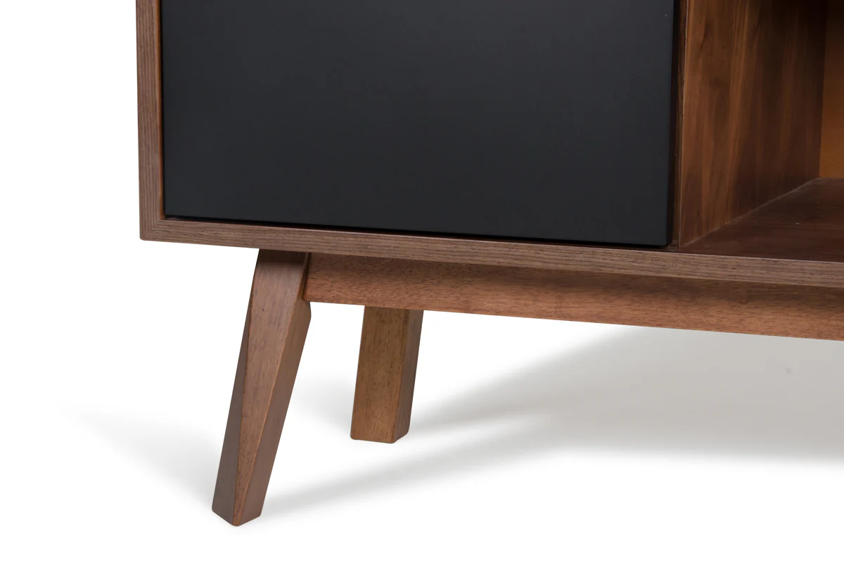 29' Walnut And Black Veneer Mdf And Wood Buffet By Homeroots - Image 4