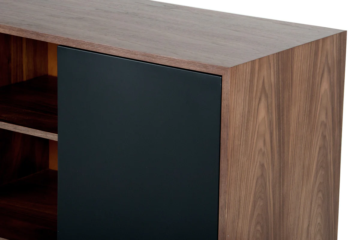 29' Walnut And Black Veneer Mdf And Wood Buffet By Homeroots - Image 5