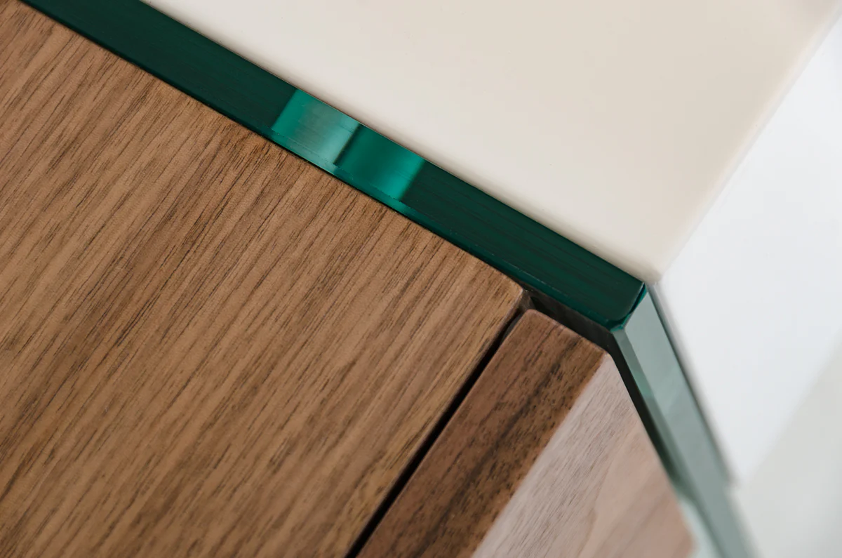 29' White and Walnut Veneer MDF and Glass Floating Console Table By Homeroots - Image 5