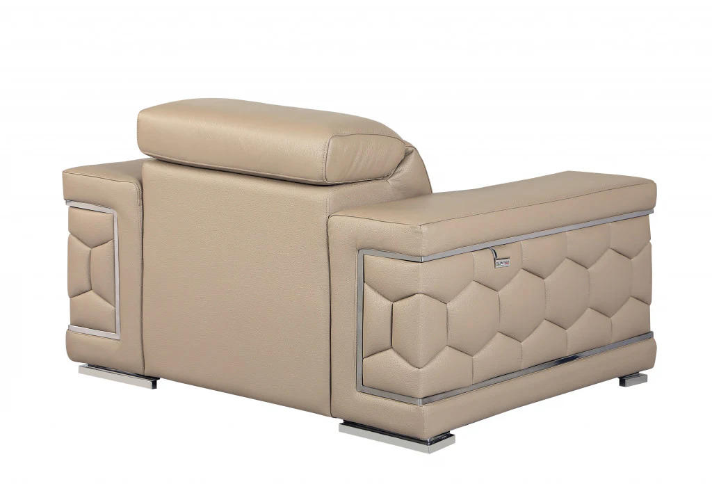 29to 38" Modern Beige Leather Chair By Homeroots - Image 3
