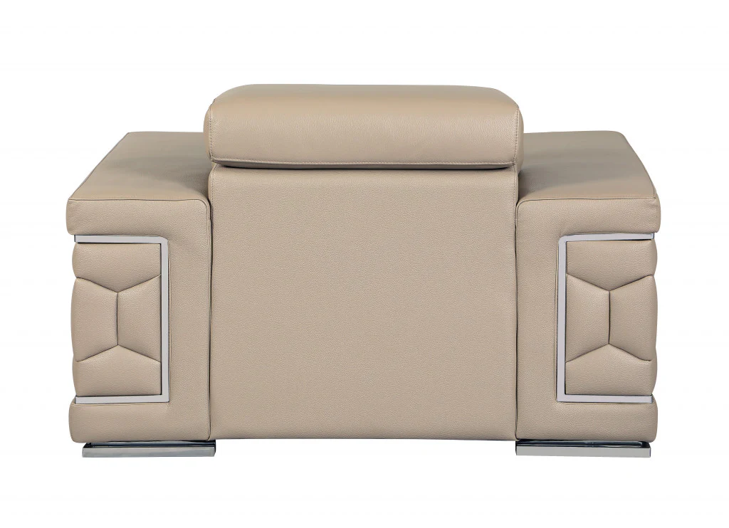 29to 38" Modern Beige Leather Chair By Homeroots - Image 4