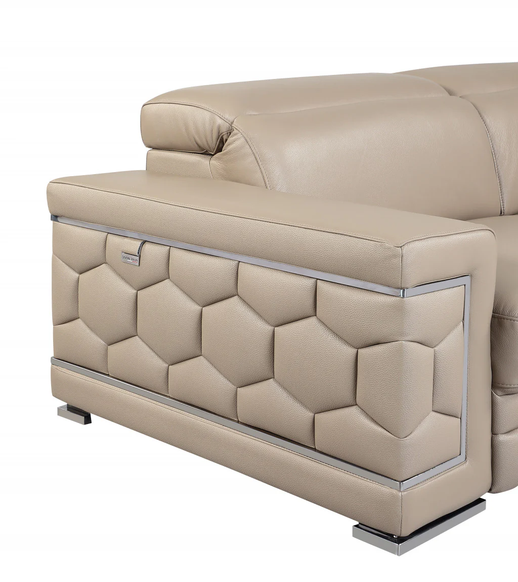 29to 38" Modern Beige Leather Chair By Homeroots - Image 5