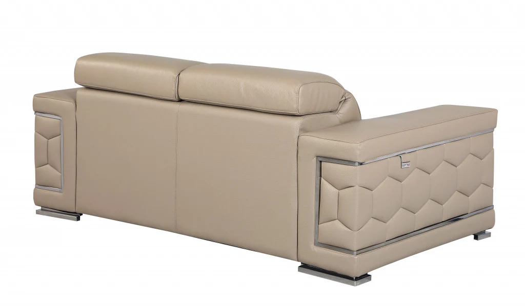29to 38" Modern Beige Leather Loveseat By Homeroots - Image 3