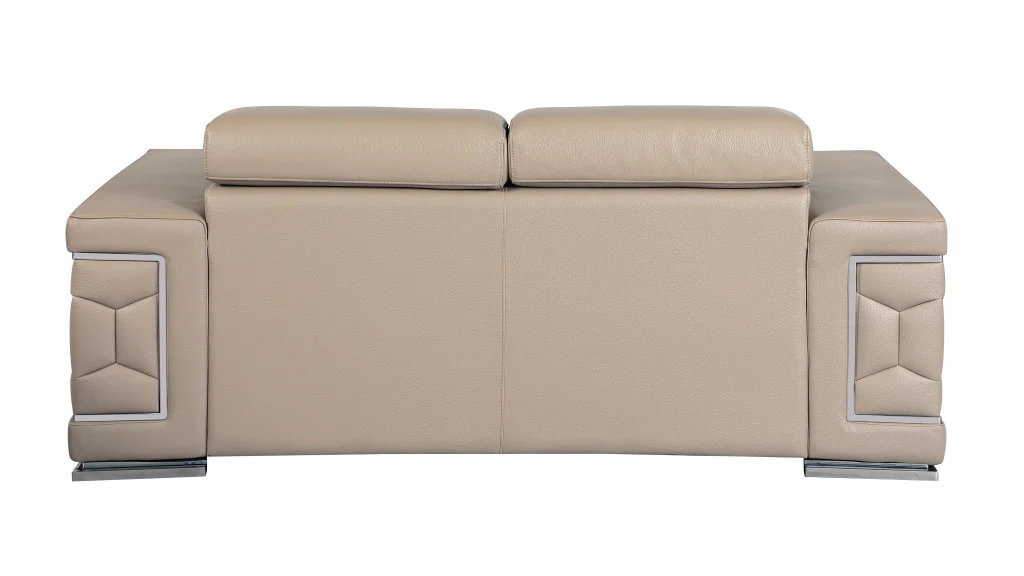 29to 38" Modern Beige Leather Loveseat By Homeroots - Image 4