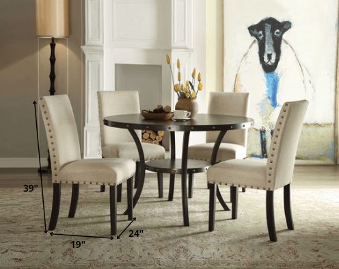 2Pc Beige Fabric Side Chair By Homeroots - Image 2