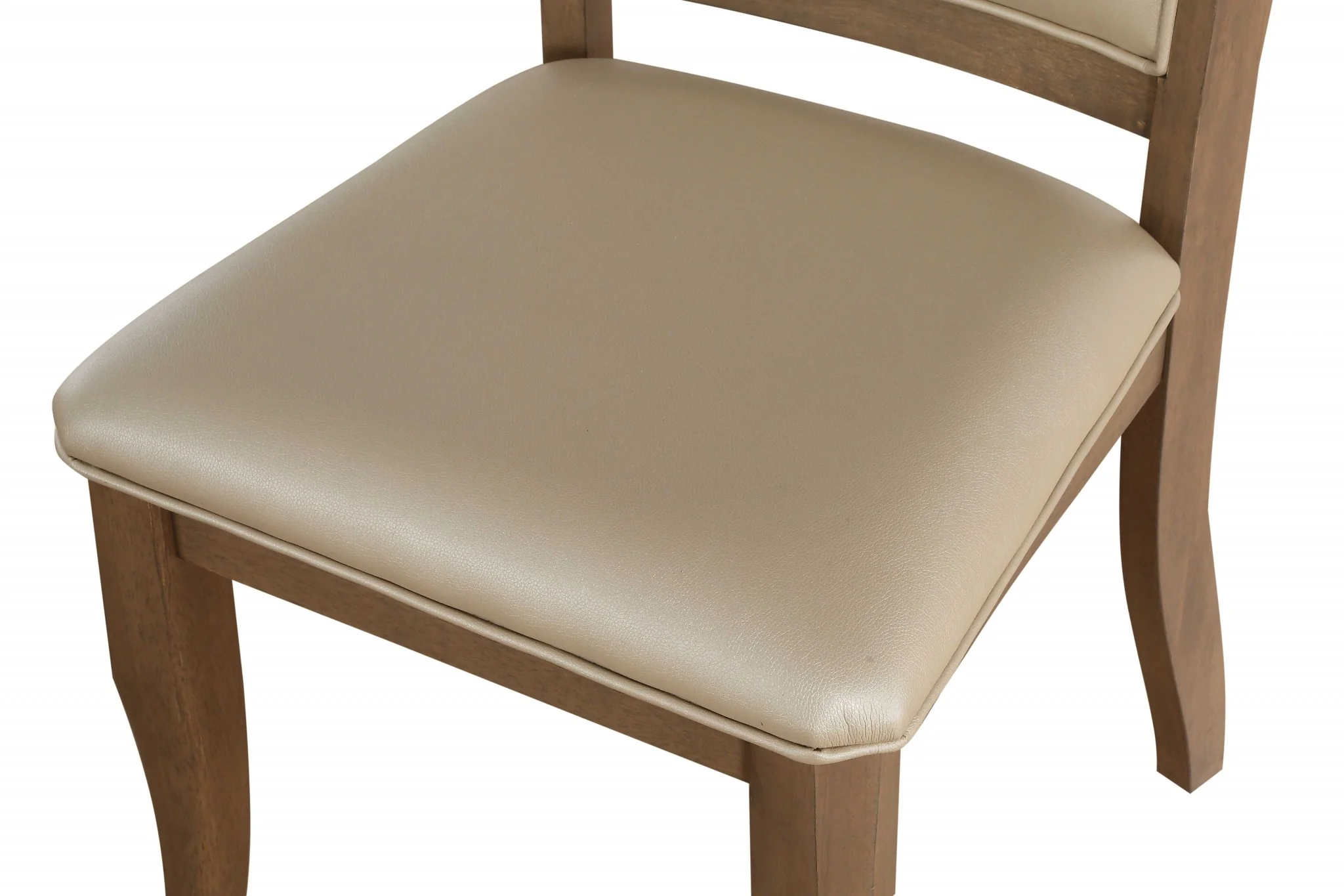 2Pc Beige Leatherette And Gray Oak Side Chair By Homeroots - Image 6