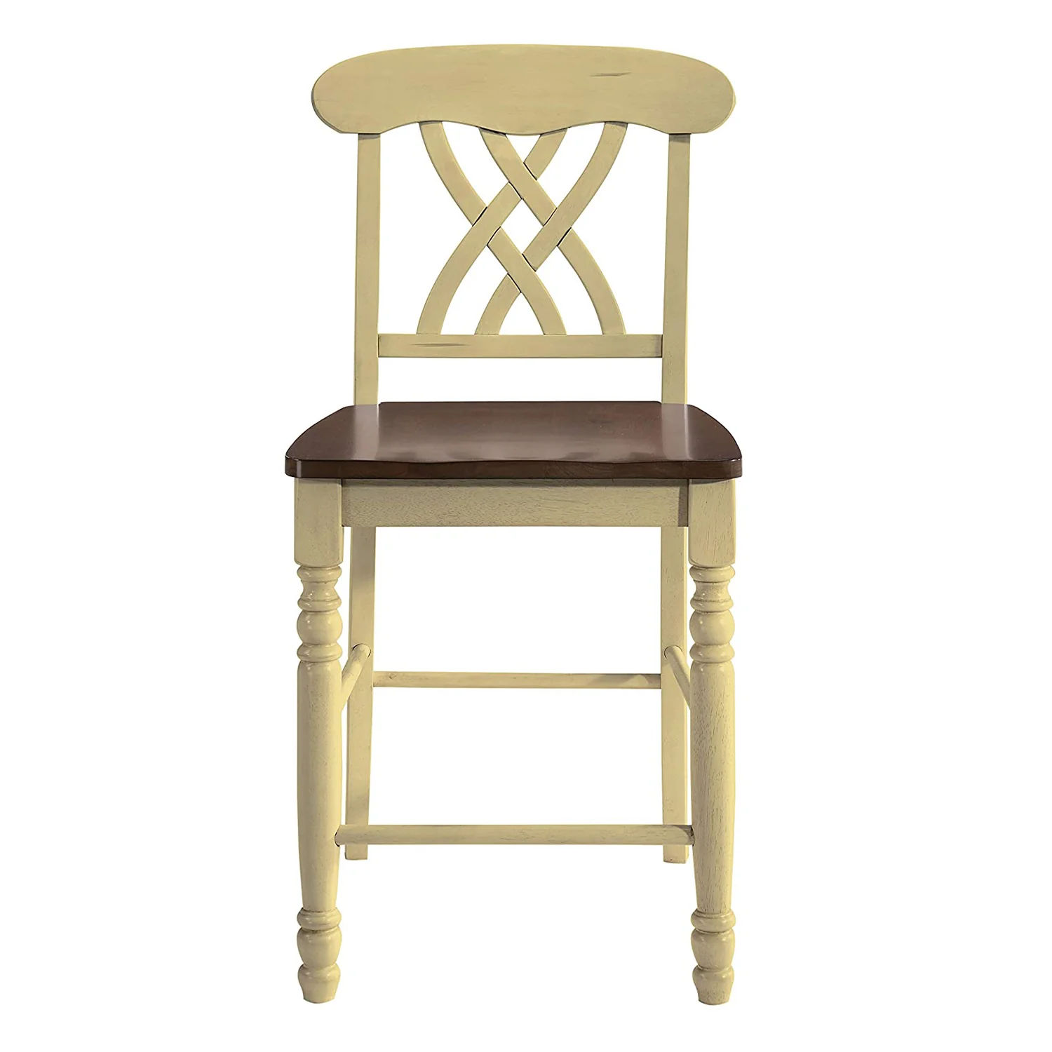 2pc Buttermilk And Oak Counter Height Chair By Homeroots - Image 2