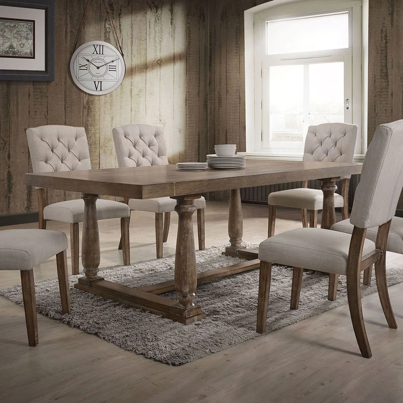 2Pc Cream Linen And Weathered Oak Side Chair By Homeroots - Image 3