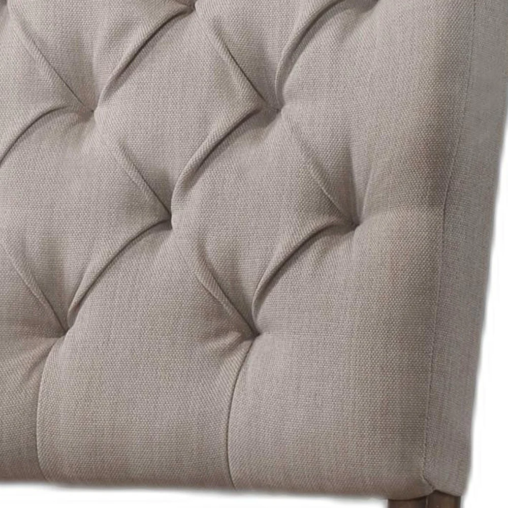 2Pc Cream Linen And Weathered Oak Side Chair By Homeroots - Image 5