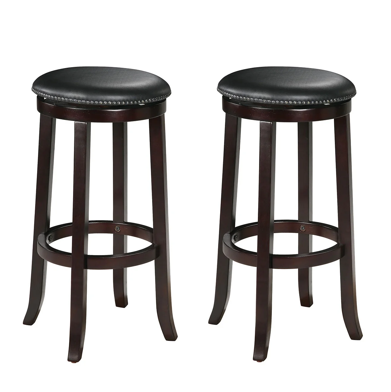 2Pc Espresso Swivel Bar Chair By Homeroots - Image 2