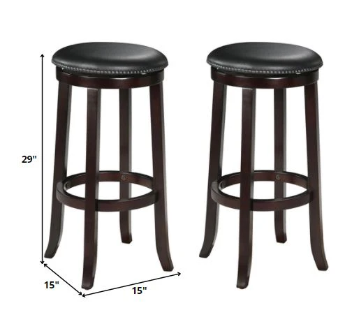 2Pc Espresso Swivel Bar Chair By Homeroots - Image 3