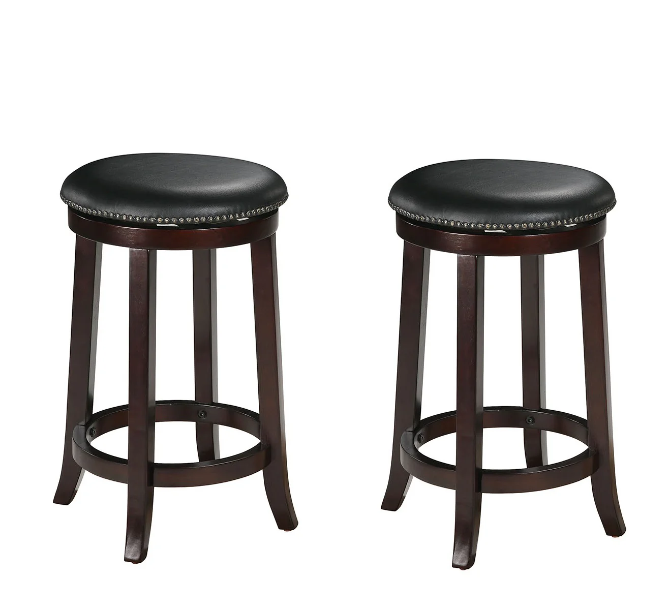 2Pc Espresso Swivel Counter Height Stool By Homeroots - Image 2