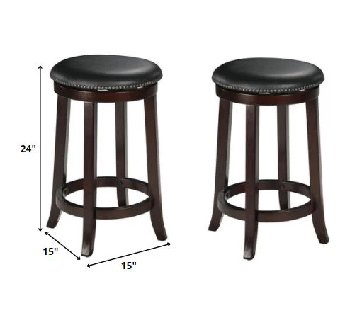 2Pc Espresso Swivel Counter Height Stool By Homeroots - Image 3