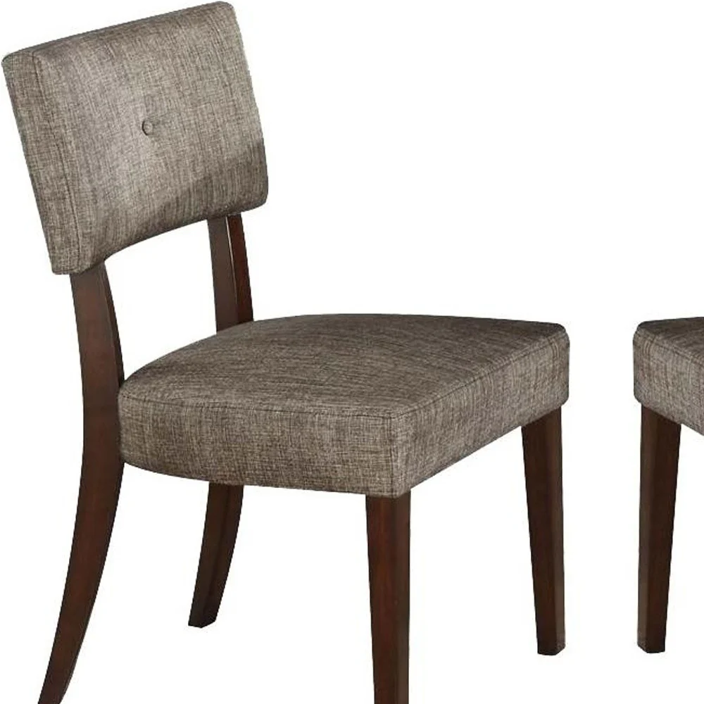 2Pc Gray Fabric And Espresso Side Chair By Homeroots - Image 2