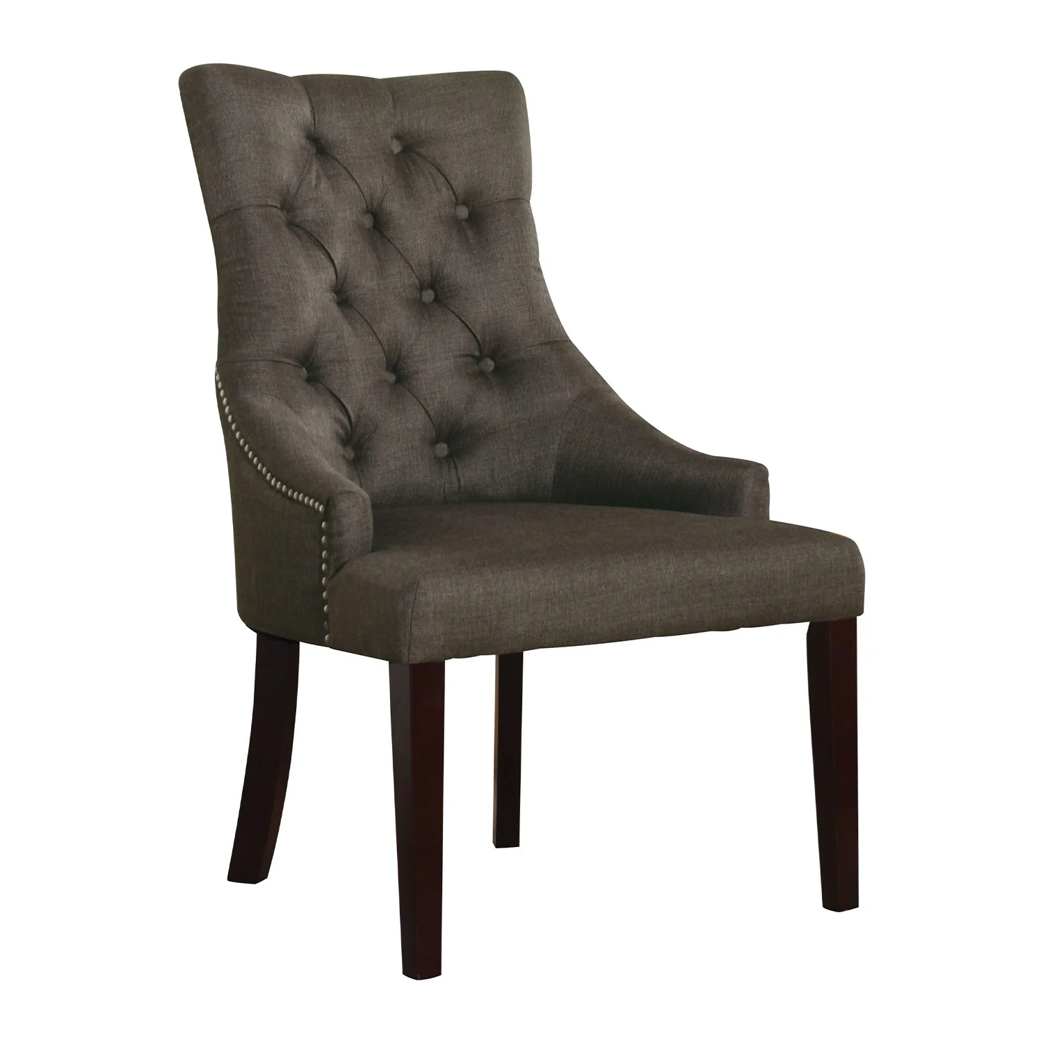 2Pc Gray Fabric And Walnut Side Chair By Homeroots - Image 3