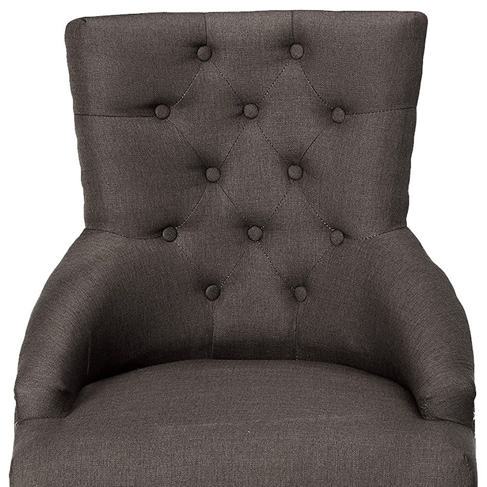 2Pc Gray Fabric And Walnut Side Chair By Homeroots - Image 5