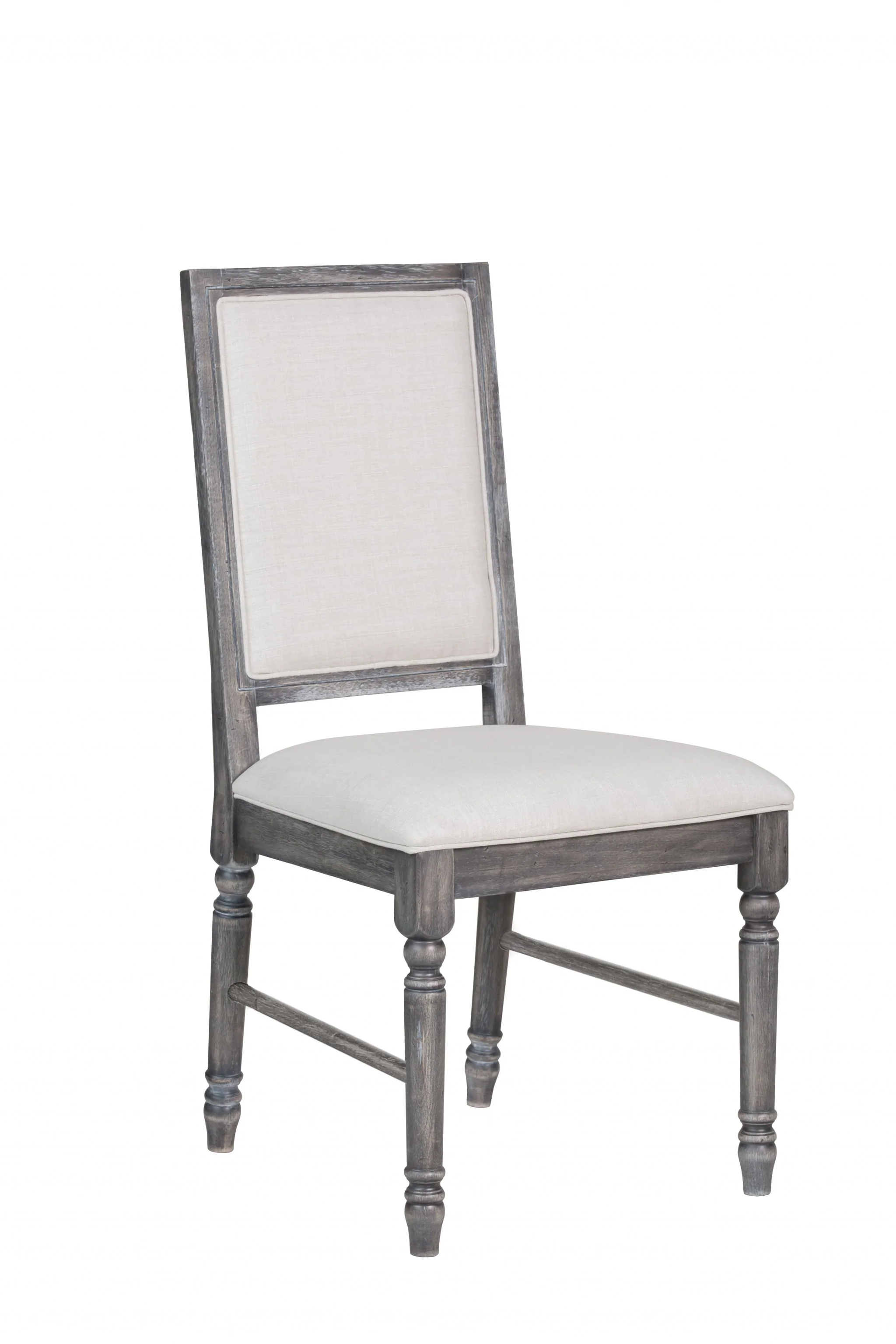2Pc Light Cream Linen And Weathered Gray Side Chair By Homeroots - Image 2