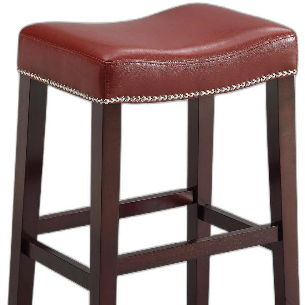2Pc Red And Espresso Bar Stool By Homeroots - Image 4