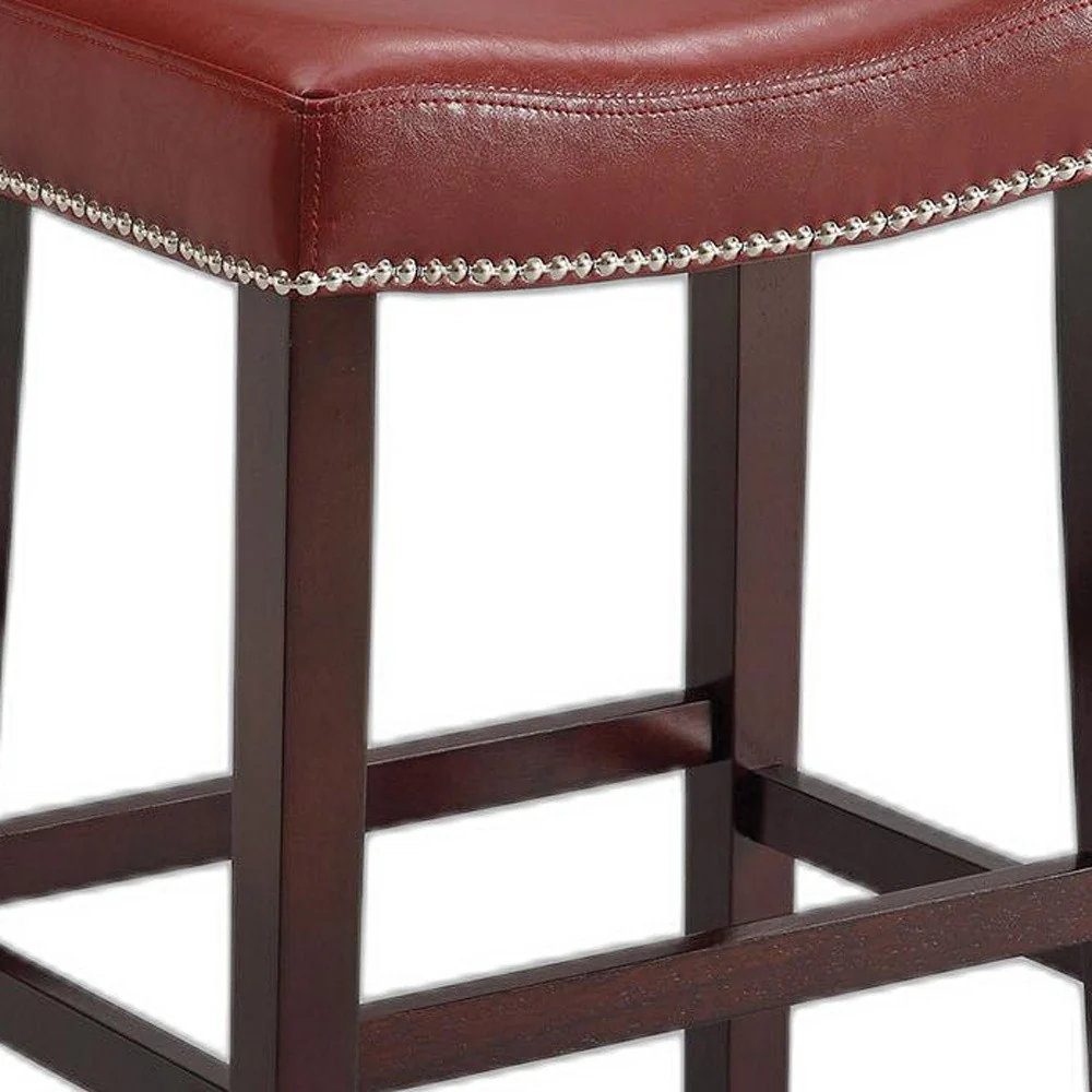 2Pc Red And Espresso Bar Stool By Homeroots - Image 5