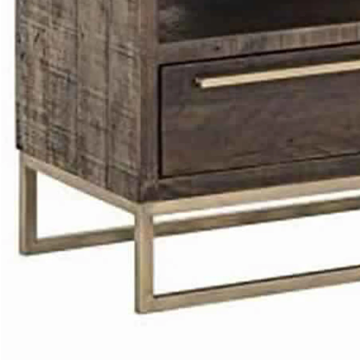 3 Drawer Tv Console With Sled Base And 3 Open Compartments, Brown And Gold By Benzara - Image 4