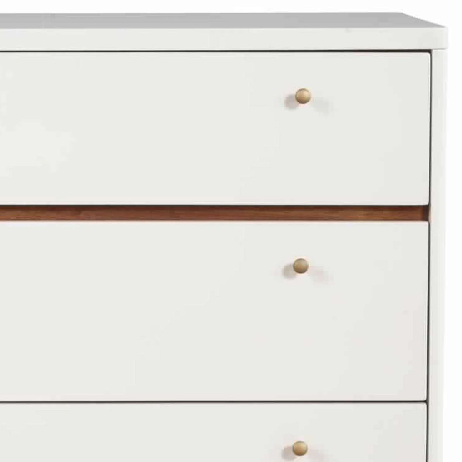 3 Drawer Wood Chest With Round Pulls And Angled Legs, Small,White And Brown By Benzara - Image 5