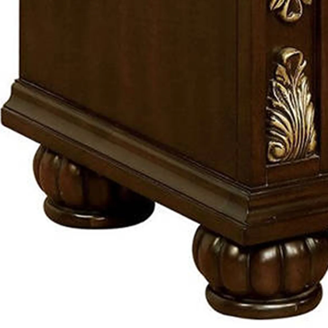 3 Drawer Wooden Nightstand With Decorative Accent And Usb Plugin Brown By Benzara - Image 4