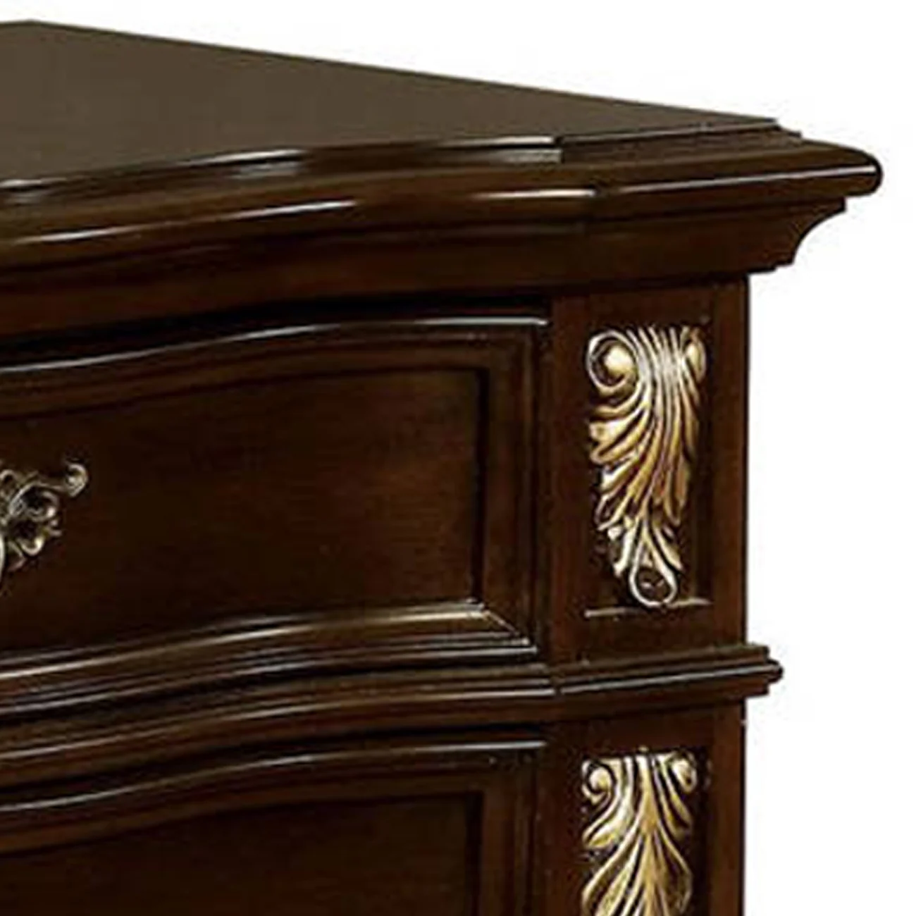 3 Drawer Wooden Nightstand With Decorative Accent And Usb Plugin Brown By Benzara - Image 5