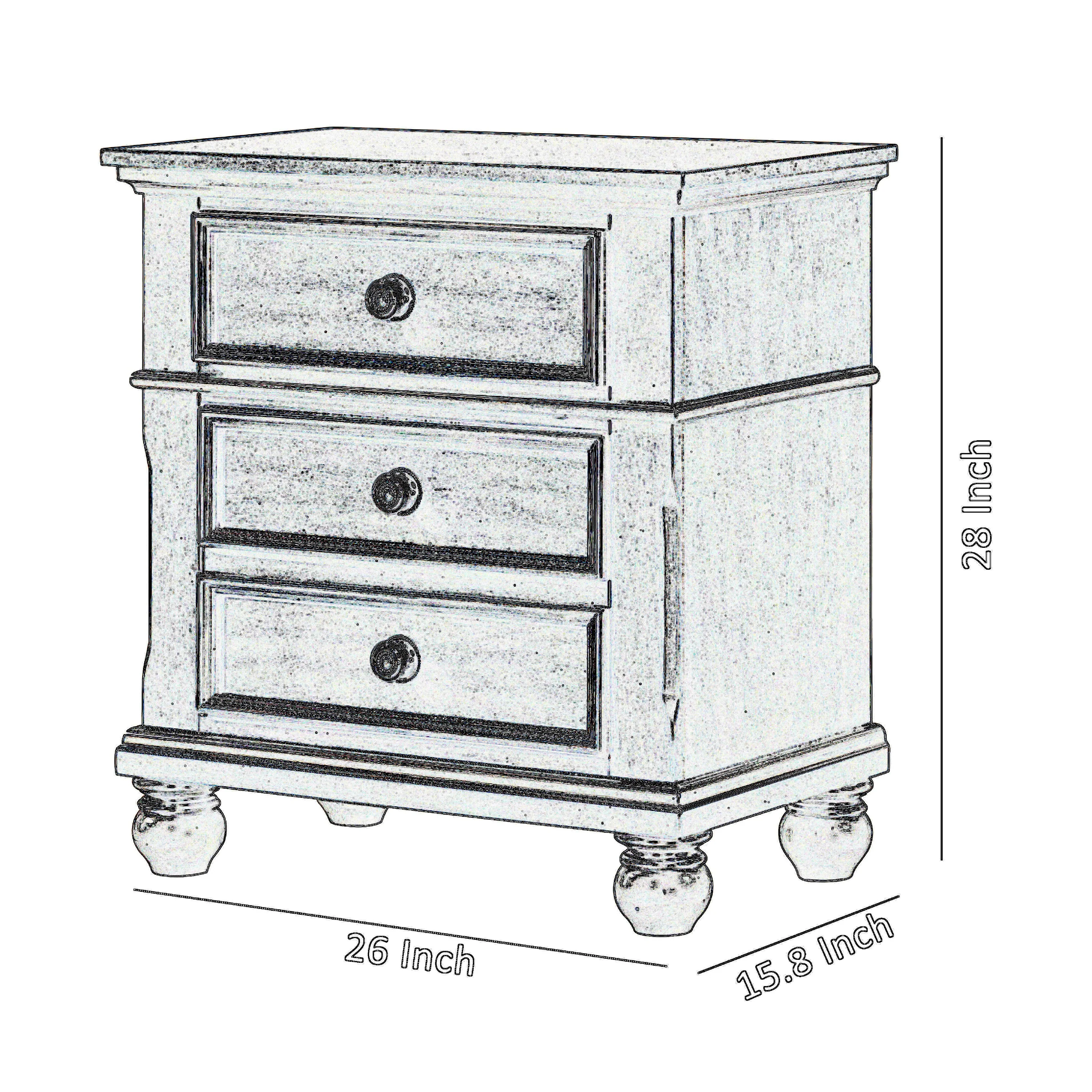 3 Drawer Wooden Nightstand With Molded Details And Metal Knobs, Brown - Bm215468 By Benzara - Image 5