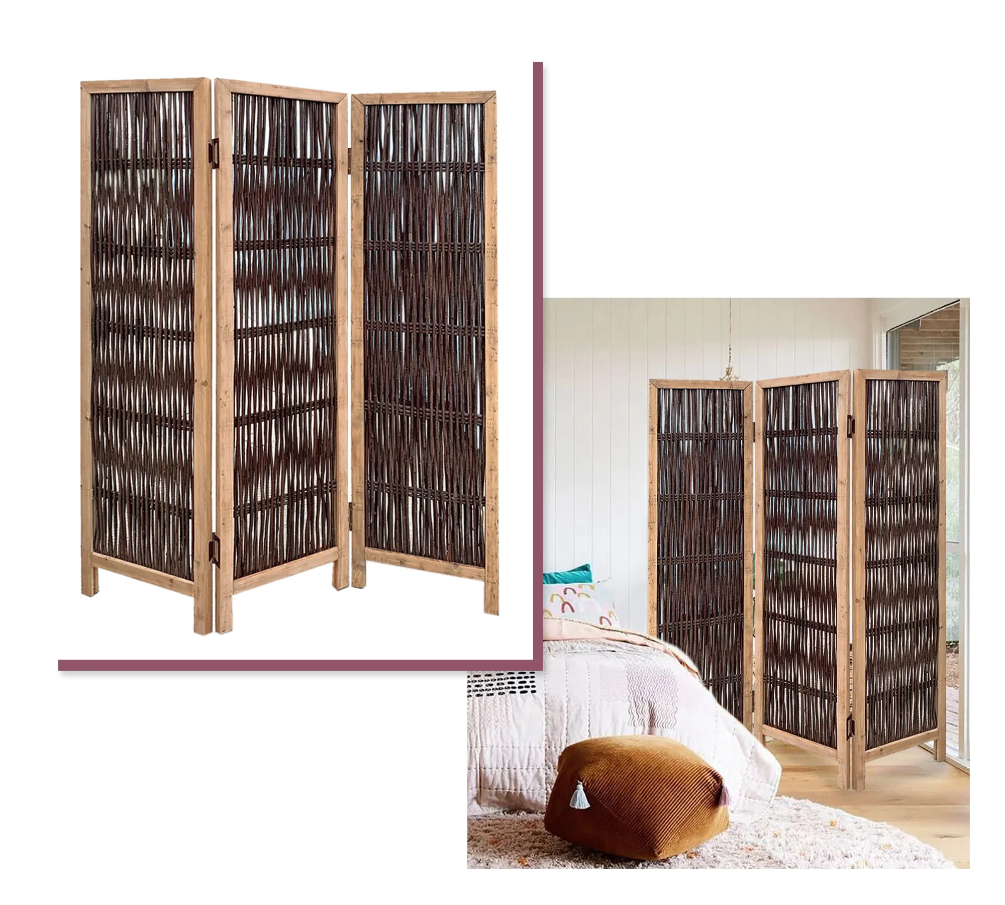 3 Panel Kirkwood Room Divider with Interconnecting Branches Design By Homeroots - Image 3